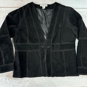 Vintage Y2K Genuine Suede Pieced Stitched Leather with Applique Closure by SMH